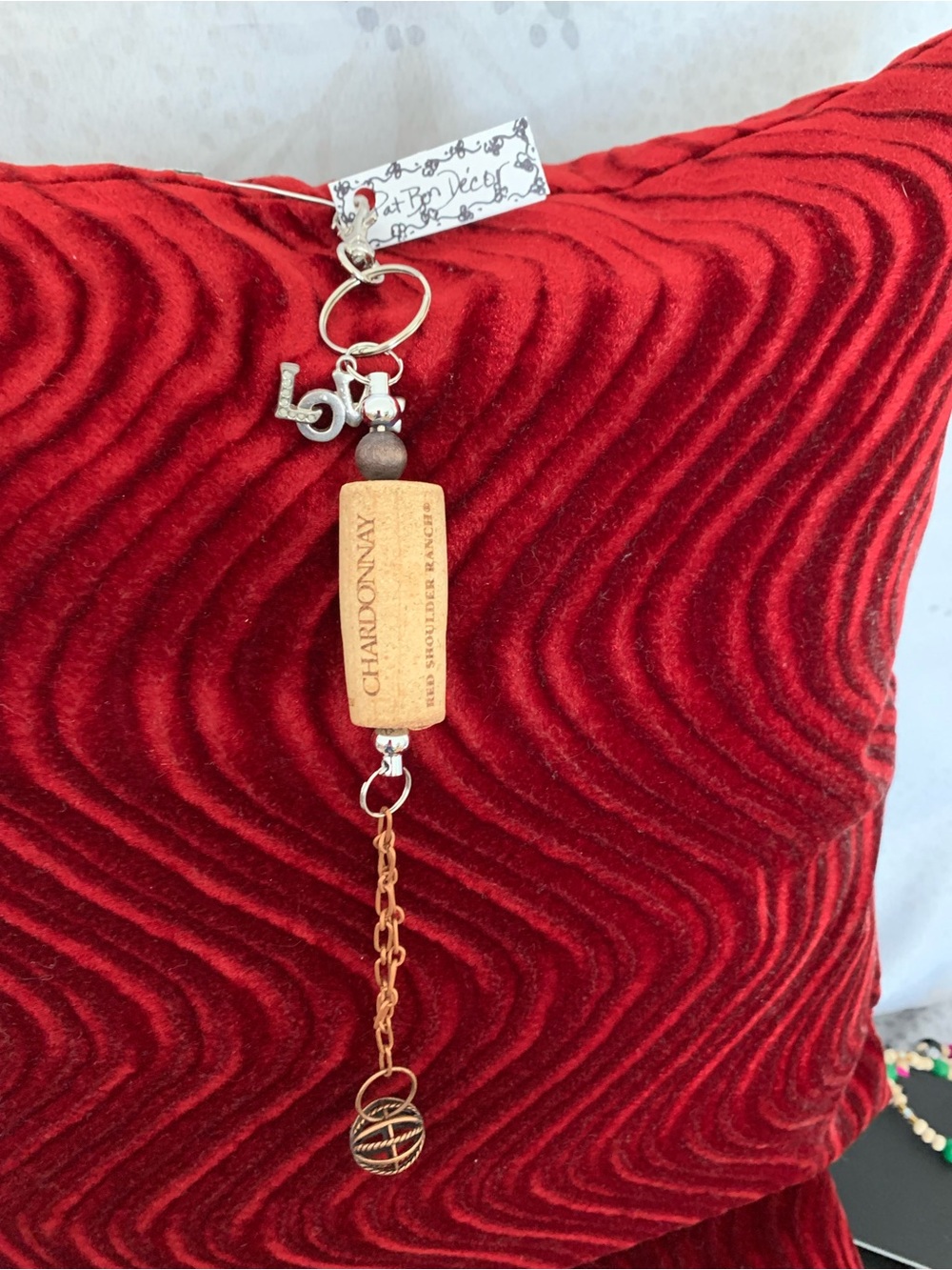 Les Trouve-Tout d'En Haut,Handmade Chardonnay Cork Keychain Charm, copper